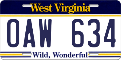 WV license plate OAW634