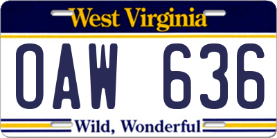 WV license plate OAW636
