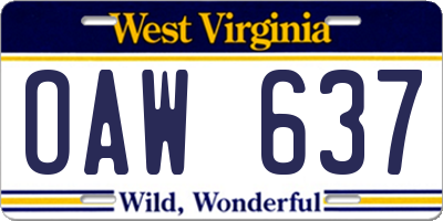 WV license plate OAW637