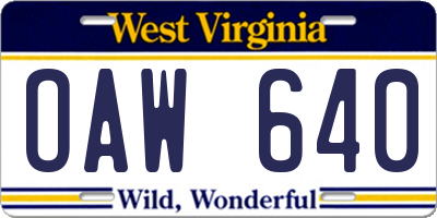 WV license plate OAW640