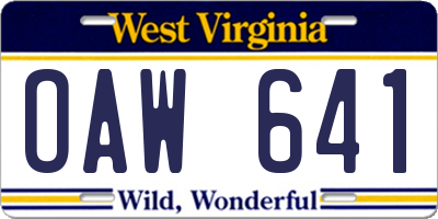 WV license plate OAW641