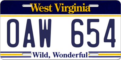 WV license plate OAW654