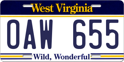 WV license plate OAW655