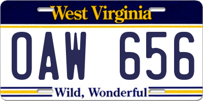 WV license plate OAW656