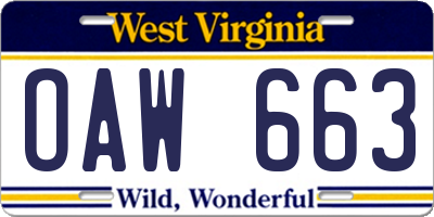 WV license plate OAW663