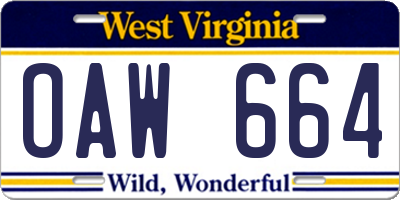 WV license plate OAW664