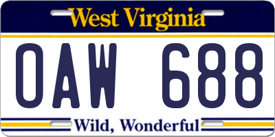 WV license plate OAW688