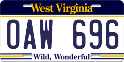 WV license plate OAW696