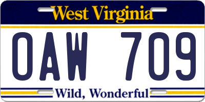 WV license plate OAW709