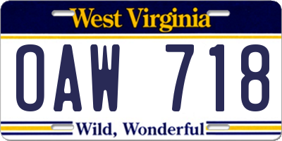 WV license plate OAW718
