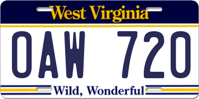 WV license plate OAW720