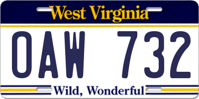 WV license plate OAW732