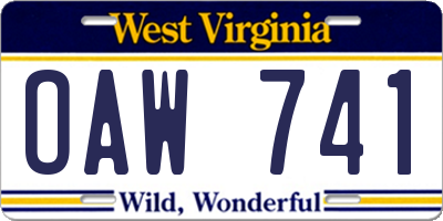 WV license plate OAW741