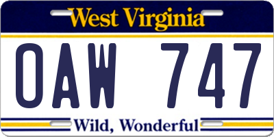 WV license plate OAW747