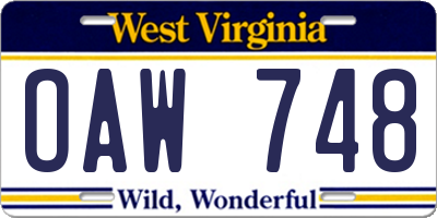WV license plate OAW748