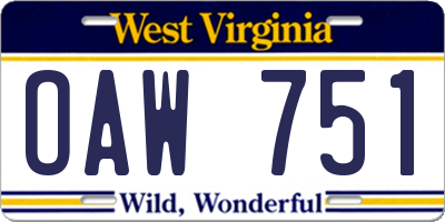 WV license plate OAW751
