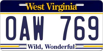 WV license plate OAW769