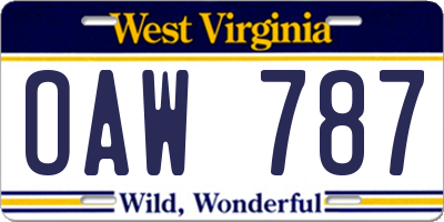 WV license plate OAW787