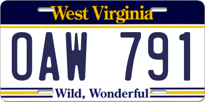 WV license plate OAW791