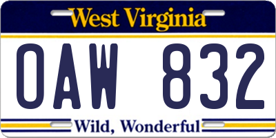 WV license plate OAW832
