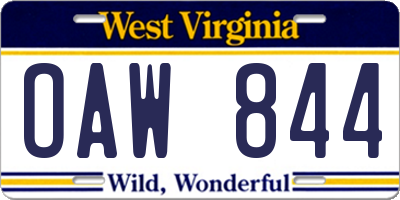WV license plate OAW844