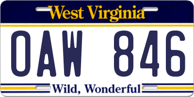 WV license plate OAW846