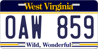 WV license plate OAW859