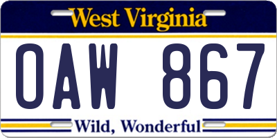 WV license plate OAW867