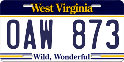 WV license plate OAW873