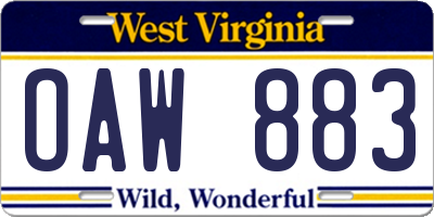 WV license plate OAW883