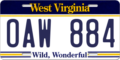 WV license plate OAW884