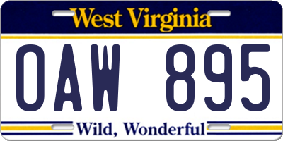 WV license plate OAW895