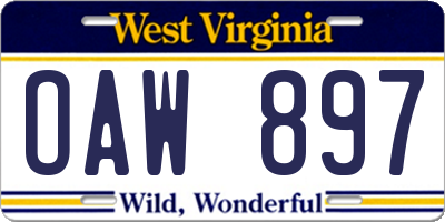 WV license plate OAW897