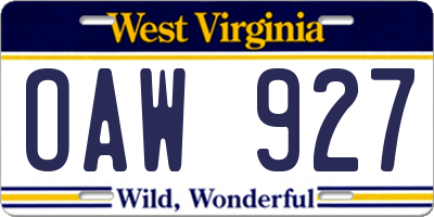 WV license plate OAW927