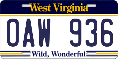 WV license plate OAW936