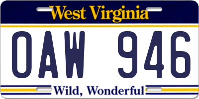 WV license plate OAW946