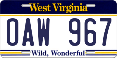 WV license plate OAW967