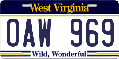 WV license plate OAW969