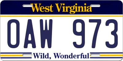 WV license plate OAW973