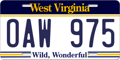 WV license plate OAW975