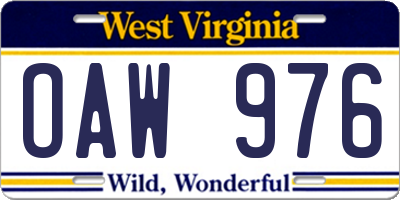 WV license plate OAW976