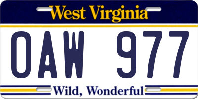 WV license plate OAW977