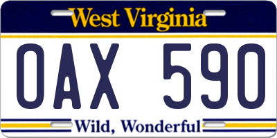 WV license plate OAX590