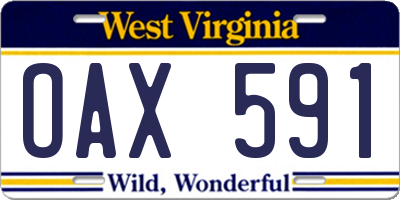 WV license plate OAX591