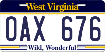 WV license plate OAX676