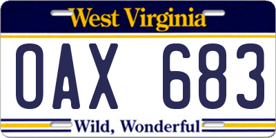 WV license plate OAX683