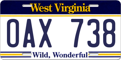 WV license plate OAX738