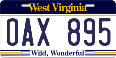 WV license plate OAX895