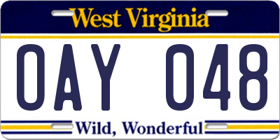 WV license plate OAY048