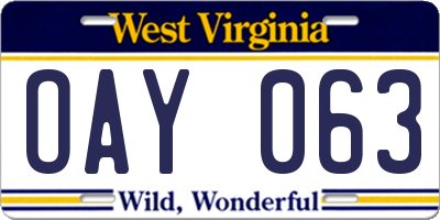 WV license plate OAY063